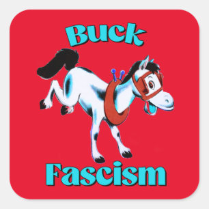 Schattige Retro Paard - Buck Fascisme Vierkante Sticker