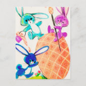 schattige retro  paasbunnies briefkaart (Voorkant)