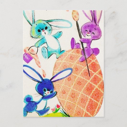 schattige retro  paasbunnies briefkaart (Voorkant)
