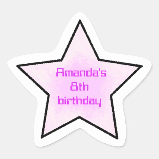 Schattige Retro Pastel Ster Kinder Verjaardag Ster Sticker (Voorkant)