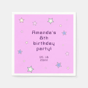 Schattige Retro Pastel Sterren Licht Roze Kinderve Servet