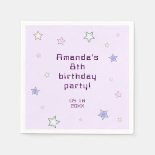 Schattige Retro Pastel Sterren Licht Roze Kinderve Servet