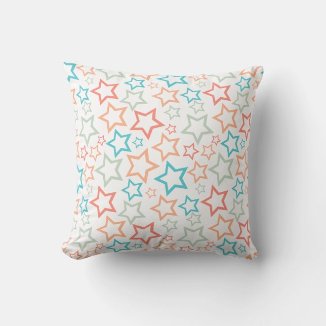 Schattige Retro Pastel Sterren Zomer Strand Kussen (Voorkant)