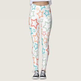 Schattige Retro Pastel Sterren Zomer Strand Leggings