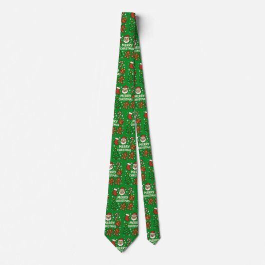 Schattige Retro Peperkoekman & Kerstman Prettig Ke Stropdas (Voorkant)