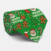 Schattige Retro Peperkoekman & Kerstman Prettig Ke Stropdas (Opgerold)
