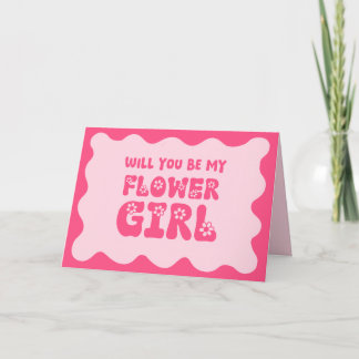 Schattige Retro Pink Be My Bloemenmeisje-voorstel Kaart