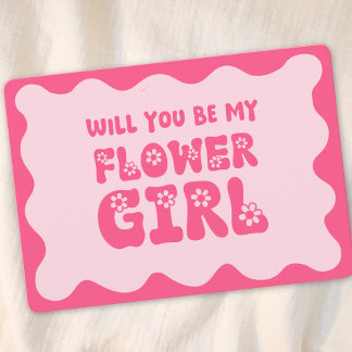 Schattige Retro Pink Be My Bloemenmeisje-voorstel Kaart