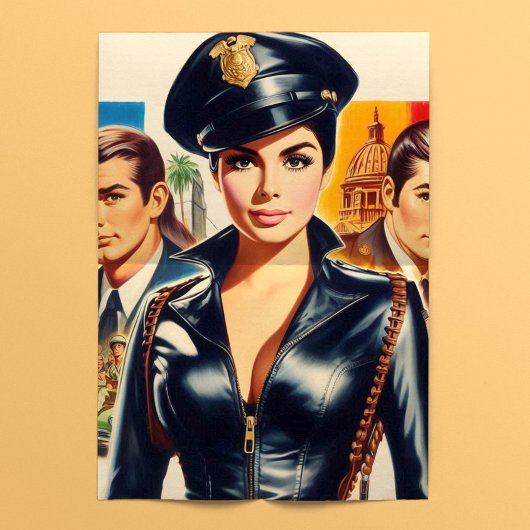Schattige Retro Politievrouw Tissuepapier