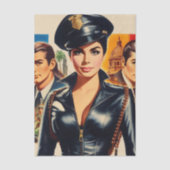 Schattige Retro Politievrouw Tissuepapier (Voorkant)