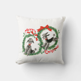 Schattige Retro Poodles Merry Kerstmis Kussen