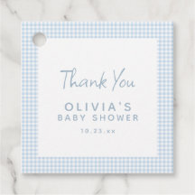 Schattige Retro Preppy Lichtblauwe Gingham Baby Sh