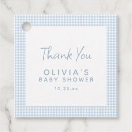 Schattige Retro Preppy Lichtblauwe Gingham Baby Sh Bedankjes Labels