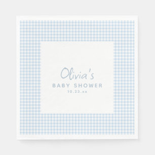 Schattige Retro Preppy Lichtblauwe Gingham Baby Sh Servet
