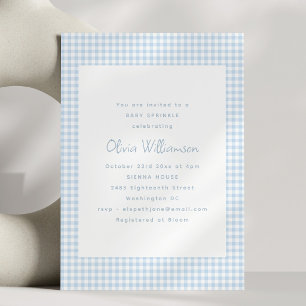 Schattige Retro Preppy Lichtblauwe Gingham Baby Sp Kaart