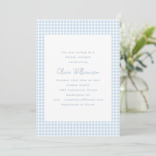 Schattige Retro Preppy Lichtblauwe Gingham Bruidsf Kaart