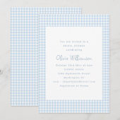 Schattige Retro Preppy Lichtblauwe Gingham Bruidsf Kaart (Voorkant / Achterkant)