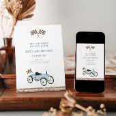 Schattige Retro Race auto Verjaardagsuitnodiging Kaart