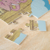 schattige retro Rainbow Noah's Ark op White Legpuzzel (Zijkant)