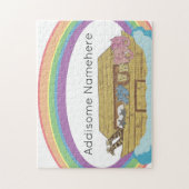 schattige retro Rainbow Noah's Ark op White Legpuzzel (Verticaal)