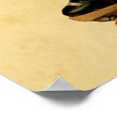 Schattige Retro Roller Schaats Bloemen Poster (Hoek)