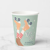 Schattige Retro Rolschaatsen Verjaardagsfeest Papieren Bekers (Achterkant)