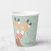 Schattige Retro Rolschaatsen Verjaardagsfeest Papieren Bekers (Voorkant)