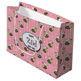 Schattige Retro Roze Gestreepte Hommeltje Verjaard Groot Cadeauzakje