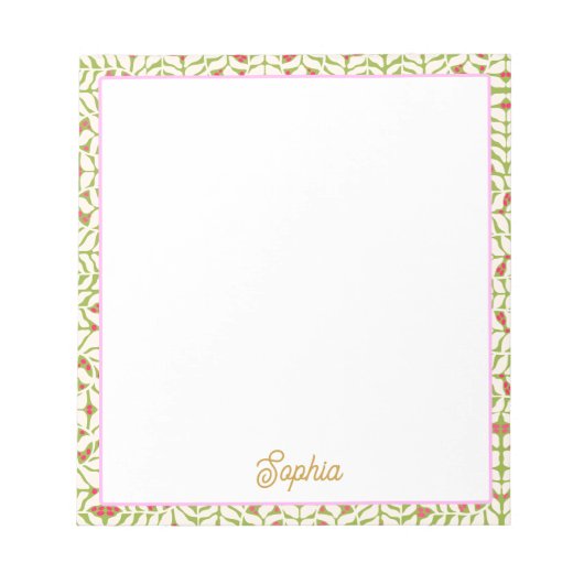 Schattige Retro Roze Groen Gepersonaliseerd Notitieblok (Voorkant)