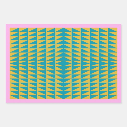 Schattige Retro Roze Turquoise Geometrisch Patroon Inpakpapier Vel (Voorkant 2)
