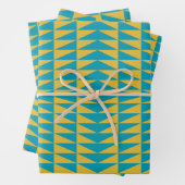 Schattige Retro Roze Turquoise Geometrisch Patroon Inpakpapier Vel (In situ)