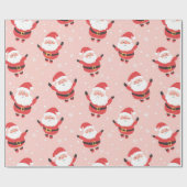 Schattige Retro Santa Pink kerstinpakpapier Cadeaupapier (Vlak)