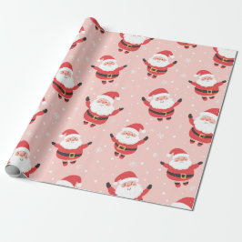 Schattige Retro Santa Pink kerstinpakpapier Cadeaupapier