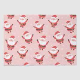 Schattige Retro Santa Pink Kerstmispapier Tissuepapier