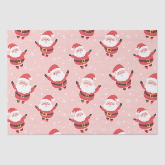 Schattige Retro Santa Pink Kerstmispapier Tissuepapier (Voorkant)
