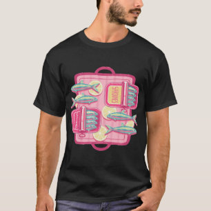 Schattige Retro Sardines met Citroenplakjes. Roze T-shirt