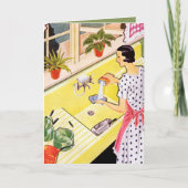 schattige retro  schoonmaakster voegt sentiment to notitiekaartje (Voorkant)