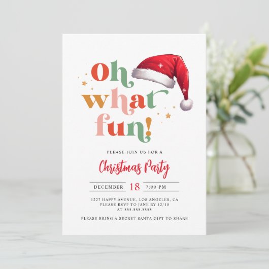 Schattige retro script oh wat leuk kerstfeest kaart (Staand voorkant)