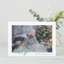 Schattige Retro Script Pastel Gelukkig Kerst Foto