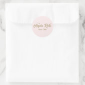 Schattige Retro Script Pastel Pink Ronde Sticker (Tas)