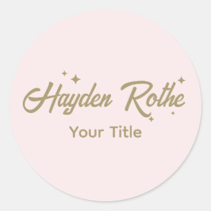 Schattige Retro Script Pastel Pink Ronde Sticker