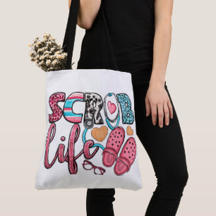 Schattige Retro "Scrub Life" Verpleegkundigen Grot Tote Bag