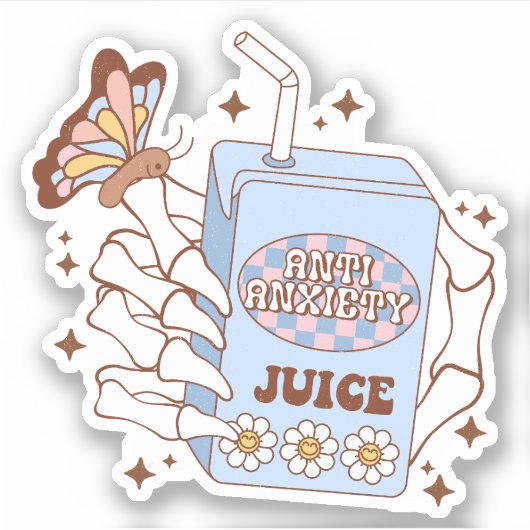 Schattige Retro Skelet Anti-Angst Sap Vinyl Sticker (Voorkant)