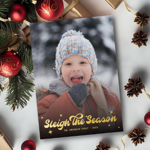 Schattige Retro slee De Seizoen Foto Kerstmis Snee Folie Feestdagenkaart