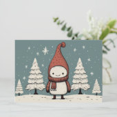 Schattige Retro Sneeuwman Winter Kerstmis Feestdagenkaart (Staand voorkant)