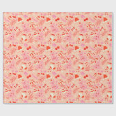 Schattige Retro Stijl Kerstmispatroon Cadeaupapier (Vlak)