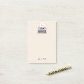 Schattige retro typemachine roze notitieblok post-it® notes (Op bureau)