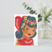 Schattige retro Valentijn hart Briefkaart (Staand voorkant)