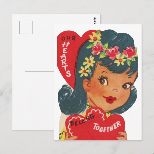 Schattige retro Valentijn hart Briefkaart (Voorkant / Achterkant)