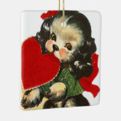 schattige retro  Valentijn hond voegt sentiment to Keramisch Ornament (Rechts)